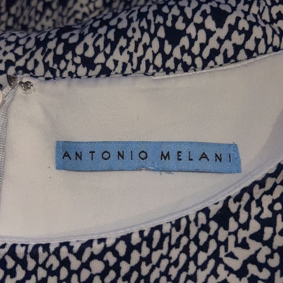 Antonio Melani blue white print‎ eyelet lace detail shift dress Sz 10 - Picture 7 of 7